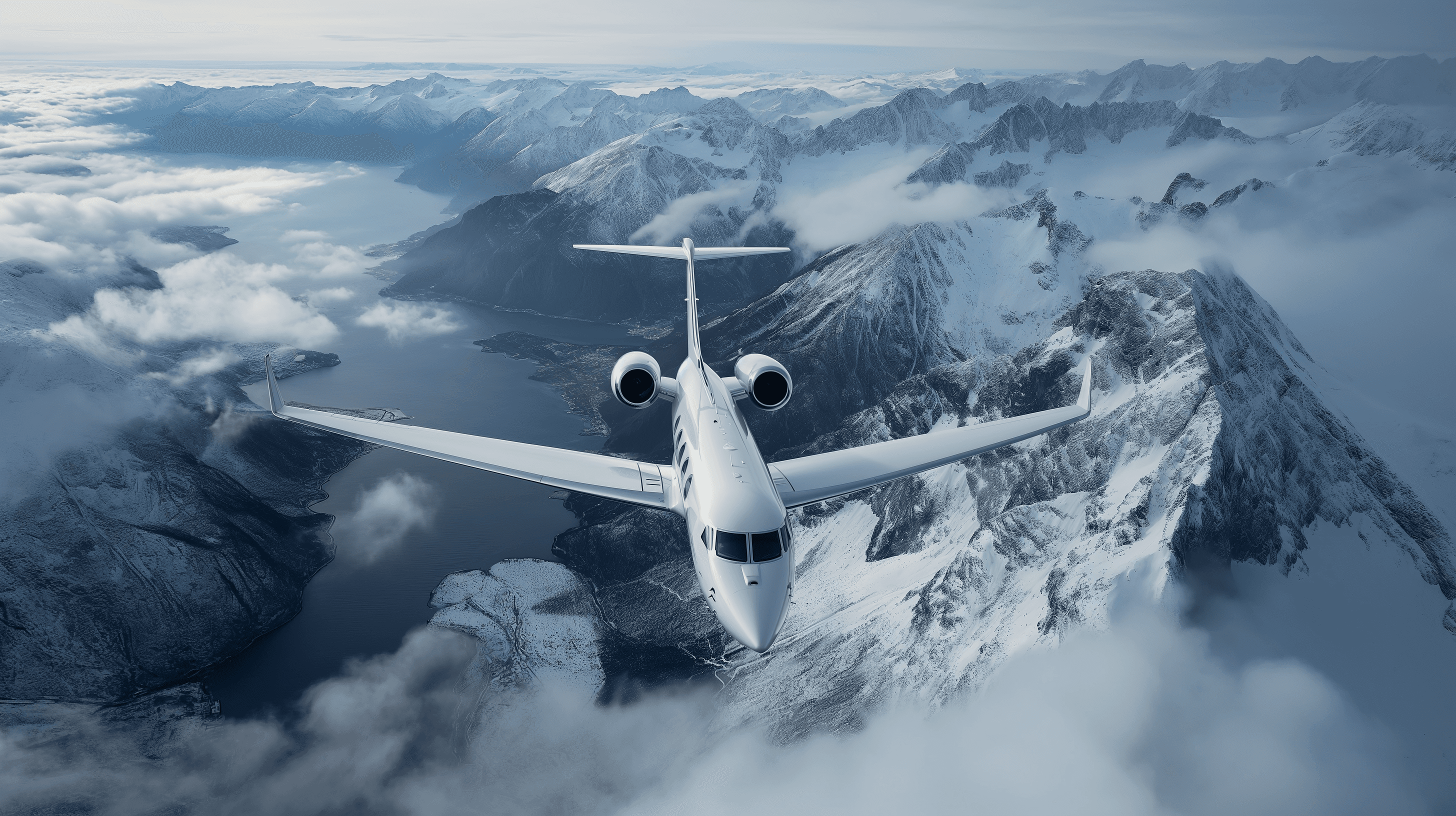 On-Demand Charter — private jet over alpine peaks